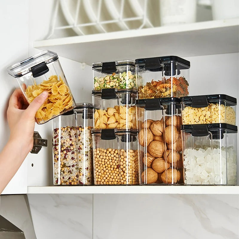Transparent airtight kitchen storage jars for grocery and spices, unbreakable BPA-free plastic containers - HOMEWERA
