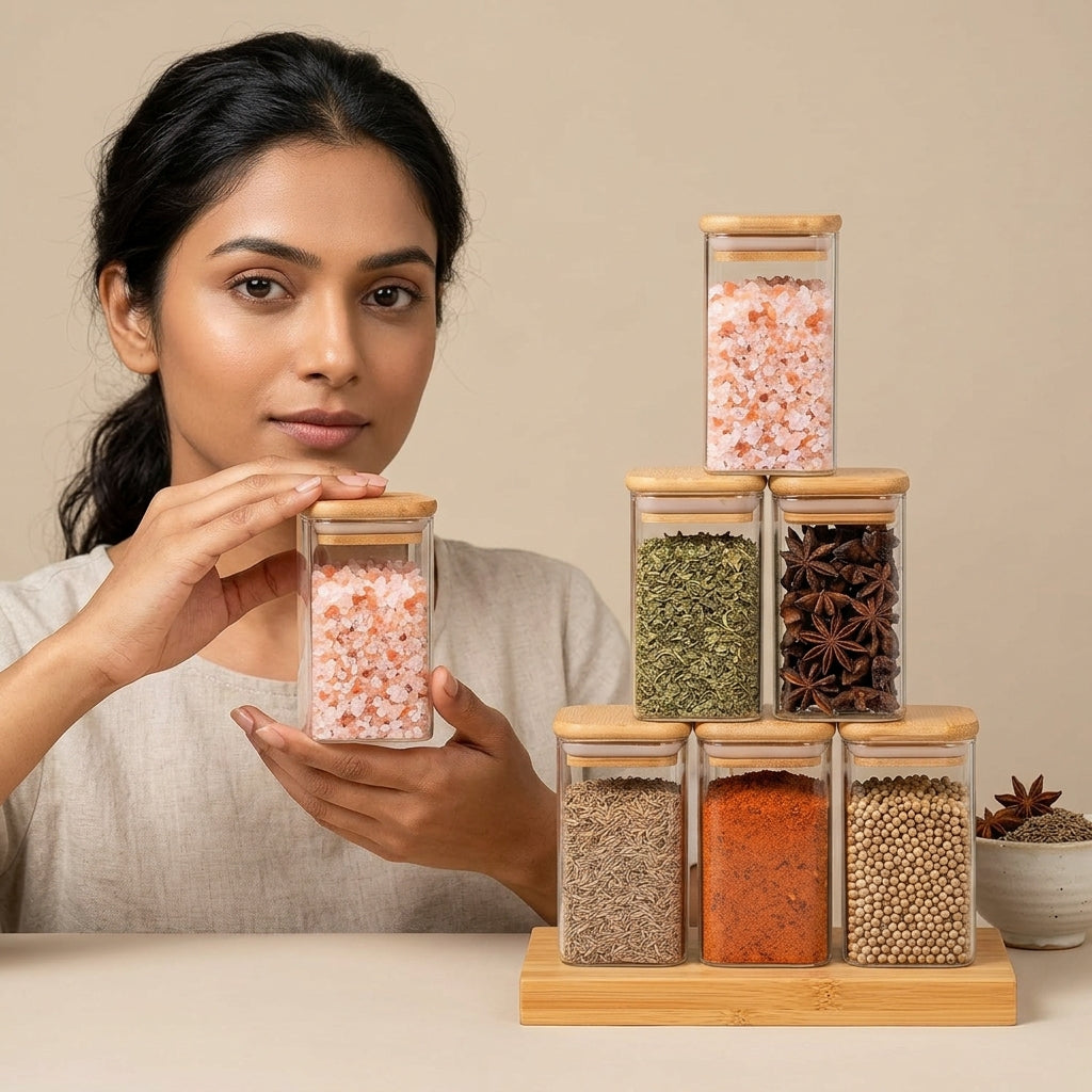 Premium Borosilicate Glass Spice Jar with Bamboo Lid - 270 ml 🫙