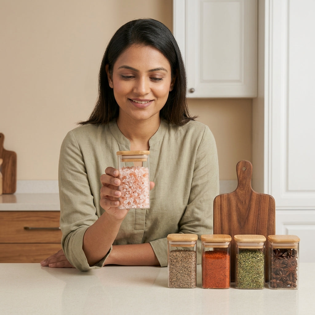 Premium Borosilicate Glass Spice Jar with Bamboo Lid - 270 ml 🫙