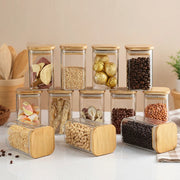 Premium Borosilicate Glass Spice Jar with Bamboo Lid - 270 ml