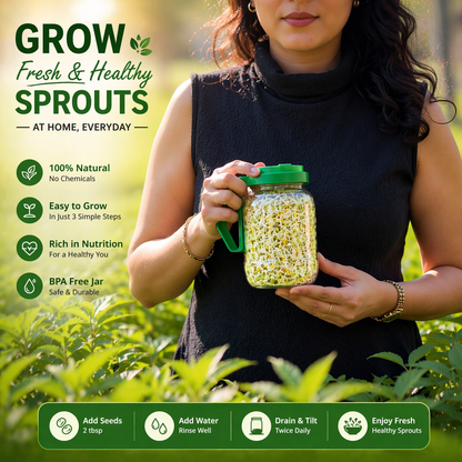 Sprouts Maker Glass Jar | Hygienic Glass – 720mls 🌱