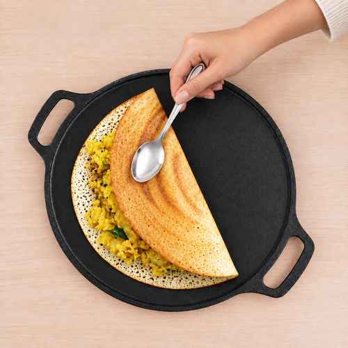 Cast Iron Dosa & Grill Tawa, 2-in-1, Pre-Seasoned, Naturally Nonstick, 100% Pure, Toxin-Free