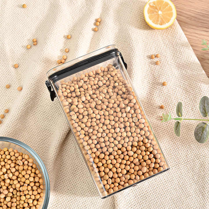 Transparent airtight kitchen storage jars for grocery and spices, unbreakable BPA-free plastic containers - HOMEWERA