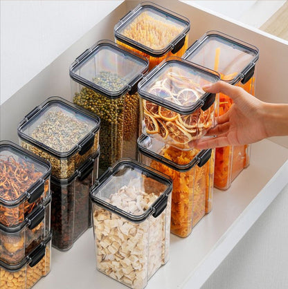 Transparent airtight kitchen storage jars for grocery and spices, unbreakable BPA-free plastic containers - HOMEWERA