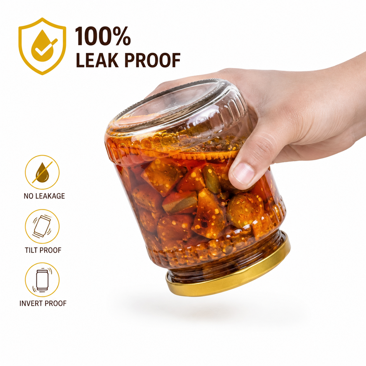Home'Wera 750ml Clear Glass Jar with Airtight Metal Lid