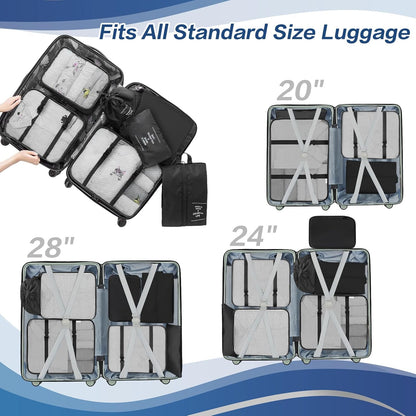 Nylon Packing Cubes Large Capacity Travel Organizer Set  7 Piece