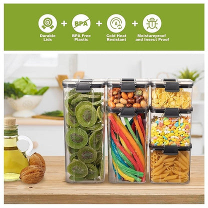 Transparent airtight kitchen storage jars for grocery and spices, unbreakable BPA-free plastic containers - HOMEWERA