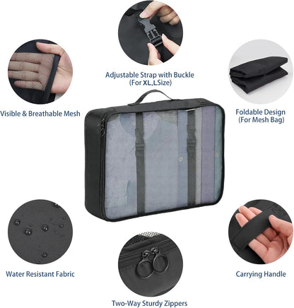 Nylon Packing Cubes Large Capacity Travel Organizer Set  7 Piece