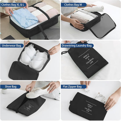 Nylon Packing Cubes Large Capacity Travel Organizer Set  7 Piece