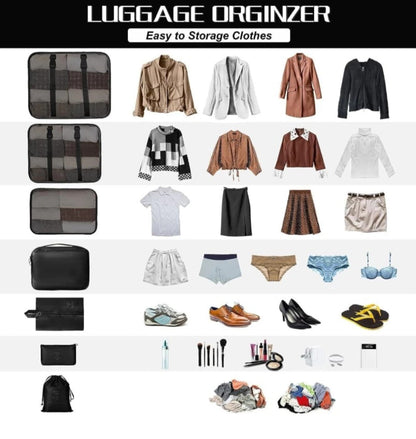 Nylon Packing Cubes Large Capacity Travel Organizer Set  7 Piece