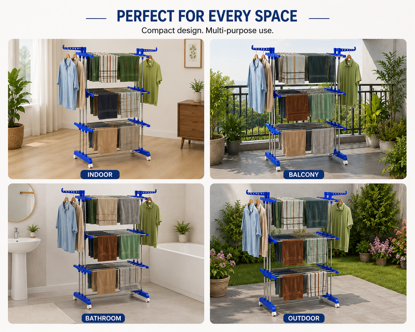 Premium Stainless Steel FoldDry 3-Tier Clothes Drying Rack