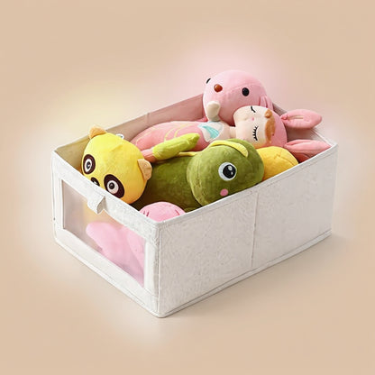 Linen Wardrobe Organizer Storage Box with Clear Window