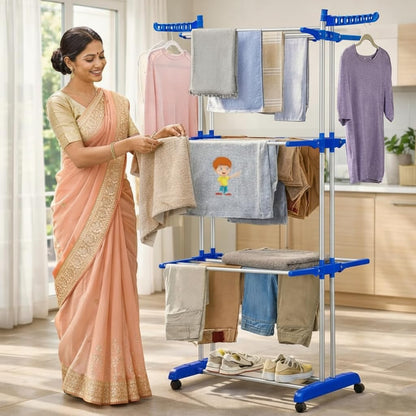 Premium Stainless Steel FoldDry 3-Tier Clothes Drying Rack
