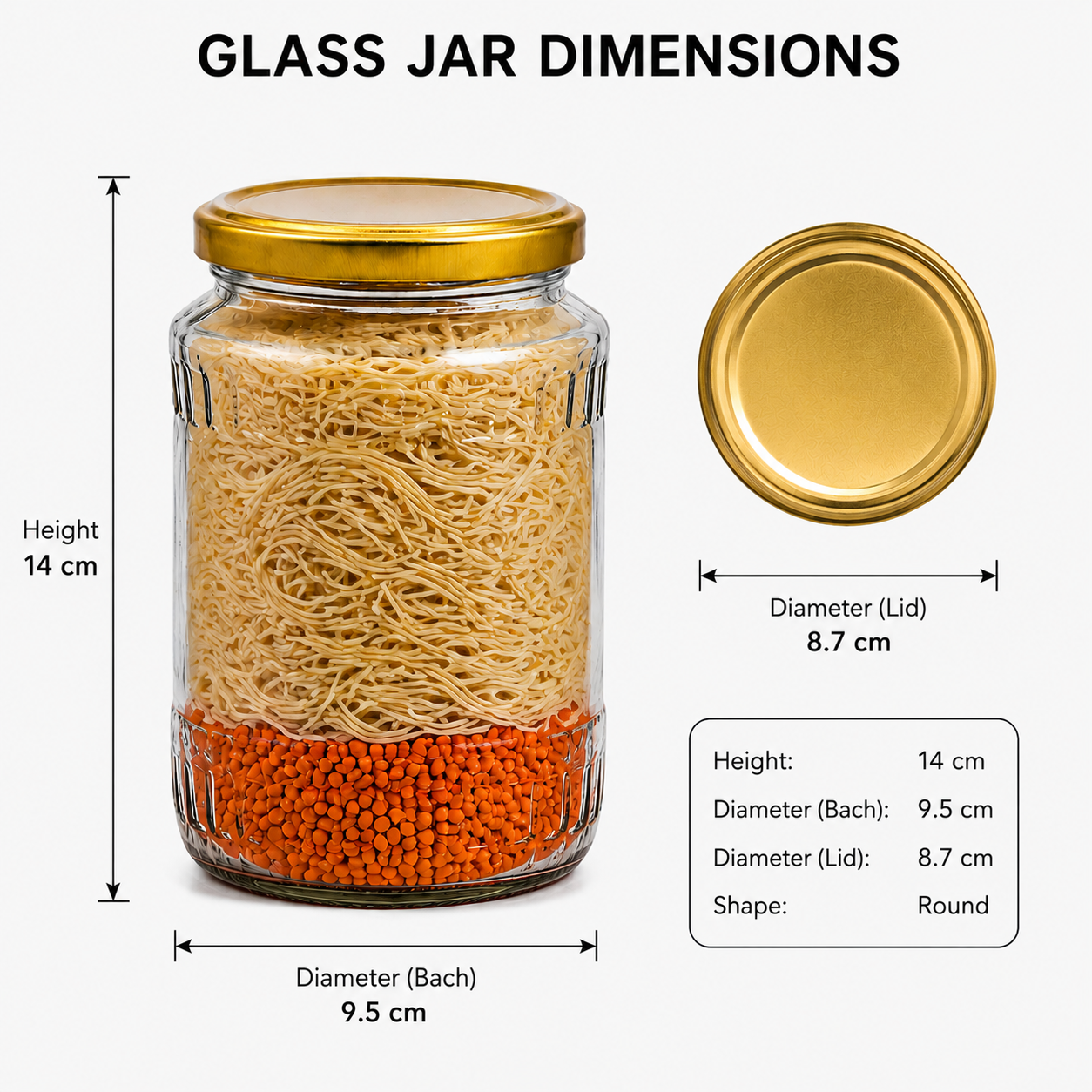 Home'Wera 750ml Clear Glass Jar with Airtight Metal Lid