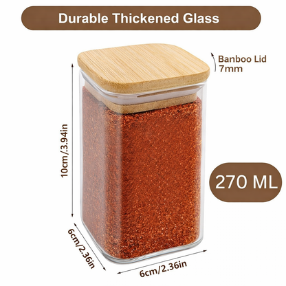 Premium Borosilicate Glass Spice Jar with Bamboo Lid - 270 ml 🫙