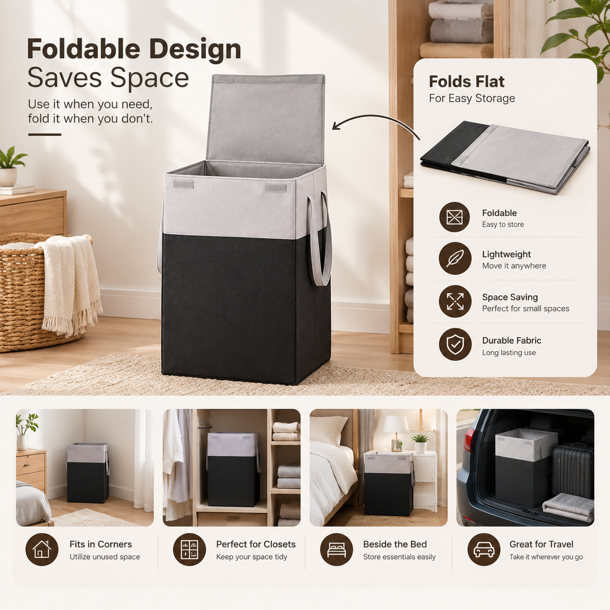 Premium Foldable Laundry Storage Basket