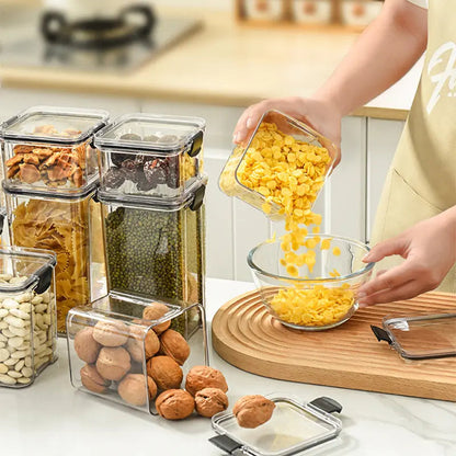 Transparent airtight kitchen storage jars for grocery and spices, unbreakable BPA-free plastic containers - HOMEWERA
