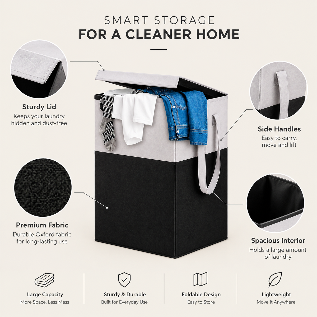 Premium Foldable Laundry Storage Basket