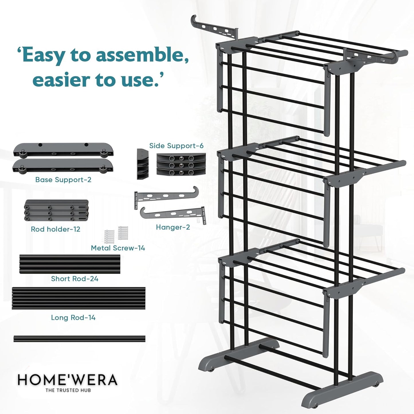Premium Stainless Steel FoldDry 3-Tier Clothes Drying Rack