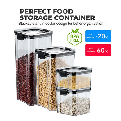 Transparent airtight kitchen storage jars for grocery and spices, unbreakable BPA-free plastic containers - HOMEWERA