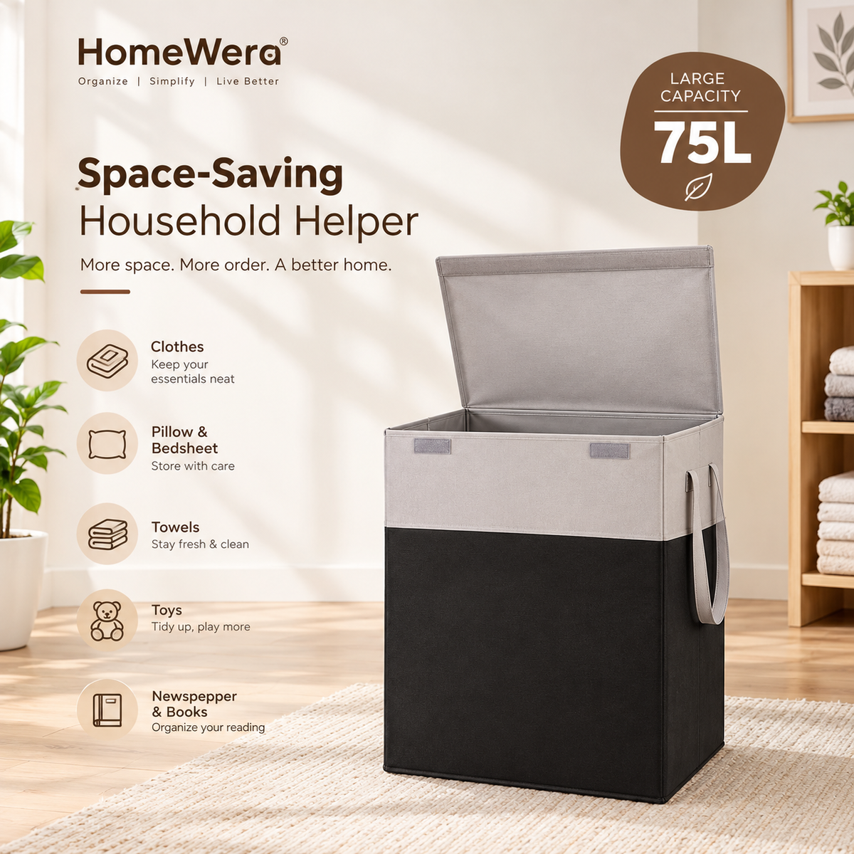 Premium Foldable Laundry Storage Basket