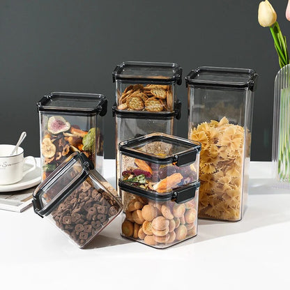 Transparent airtight kitchen storage jars for grocery and spices, unbreakable BPA-free plastic containers - HOMEWERA