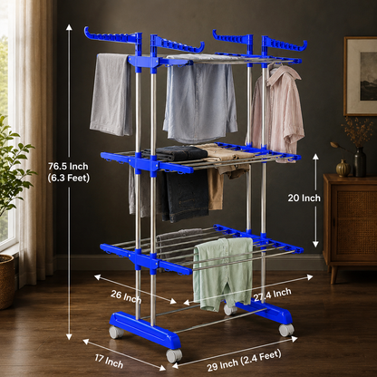 Premium Stainless Steel FoldDry 3-Tier Clothes Drying Rack