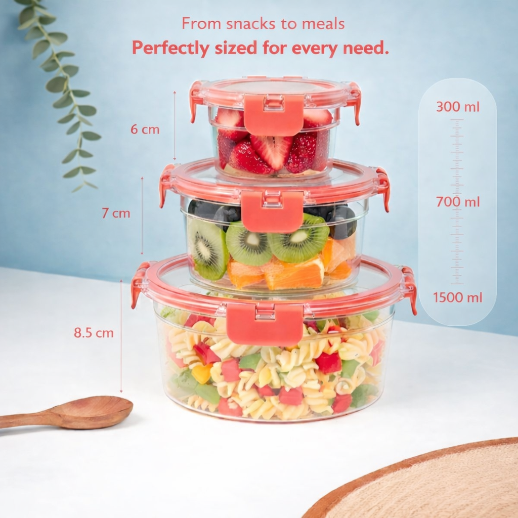 Multi-Purpose Leakproof Food Storage Container + Set of 3
