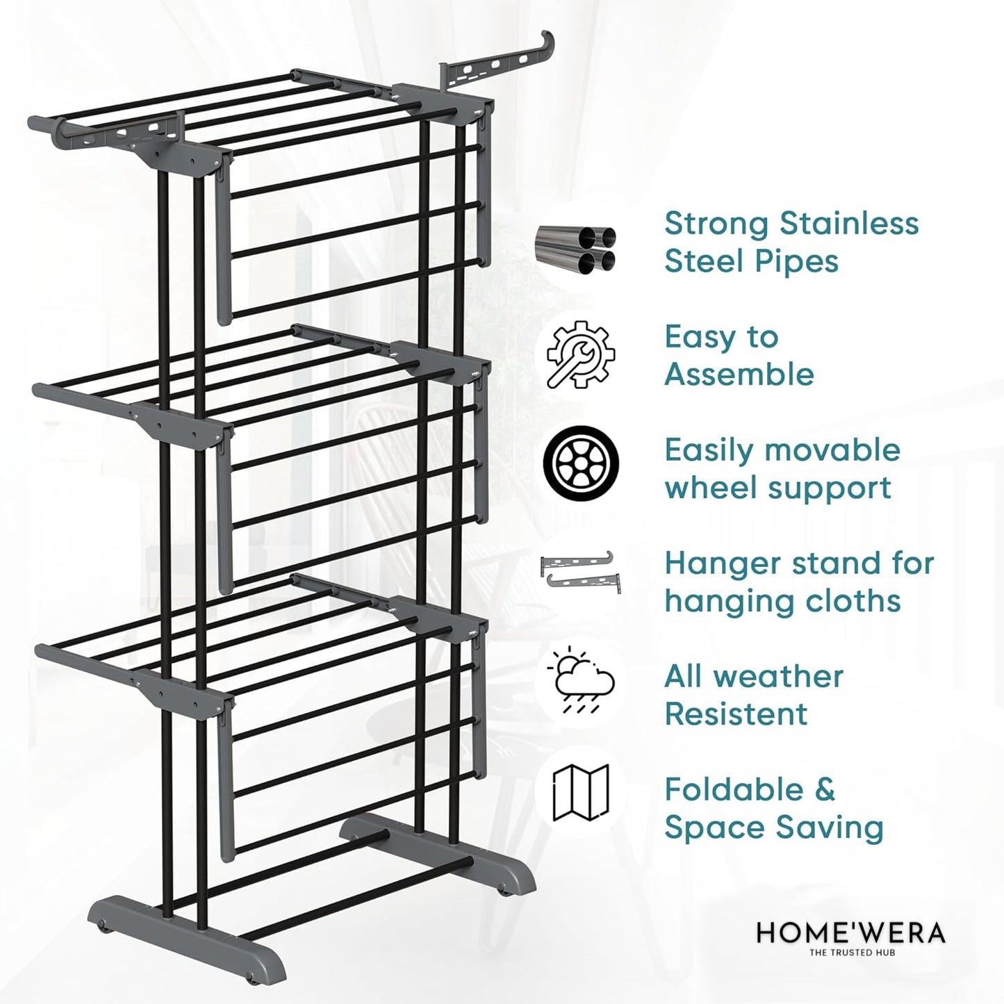 Premium Stainless Steel FoldDry 3-Tier Clothes Drying Rack