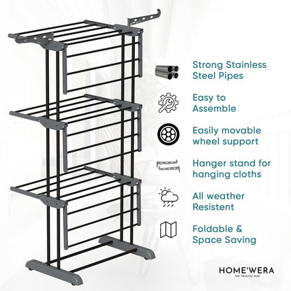 Premium Stainless Steel FoldDry 3-Tier Clothes Drying Rack
