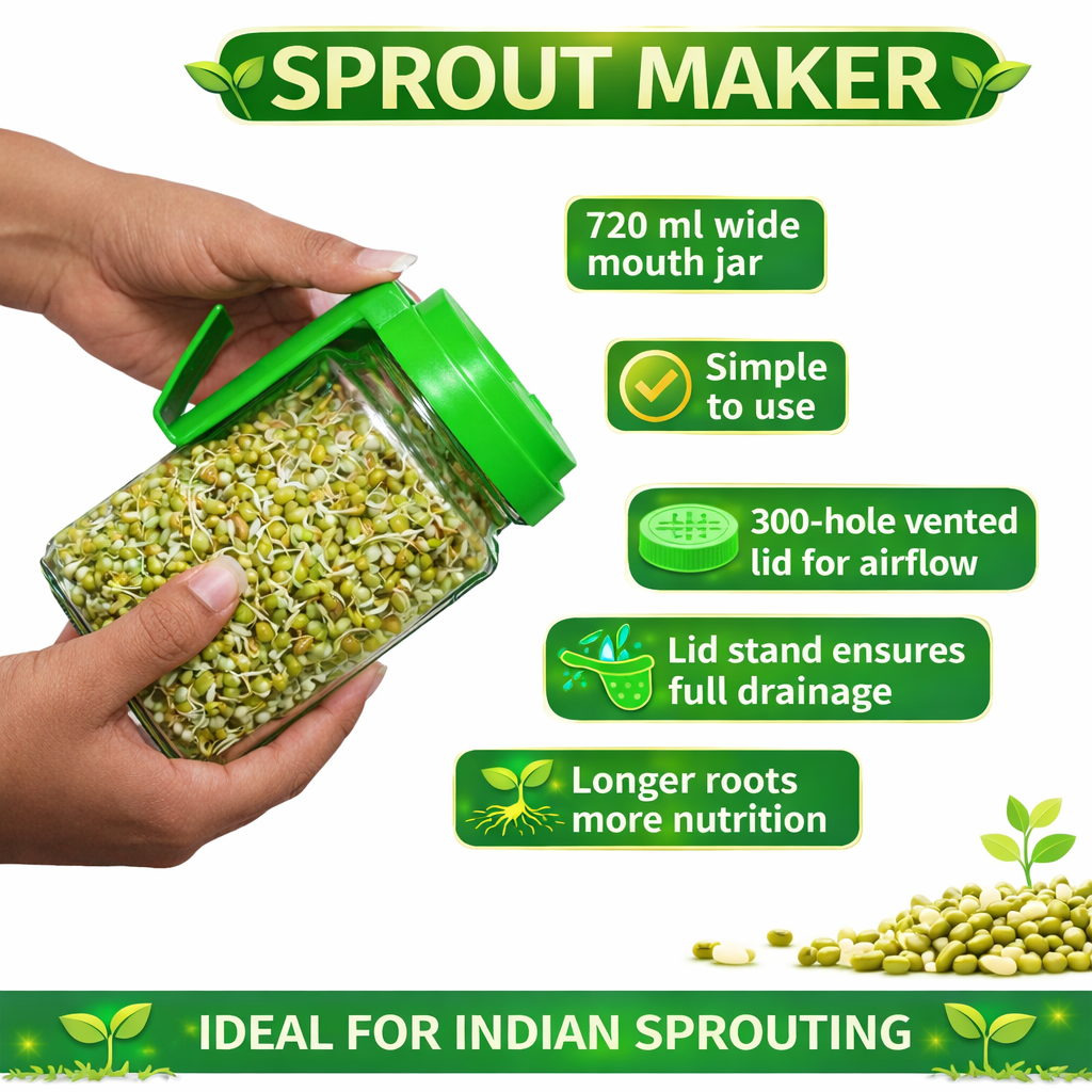 Sprouts Maker Glass Jar | Hygienic Glass – 720mls 🌱