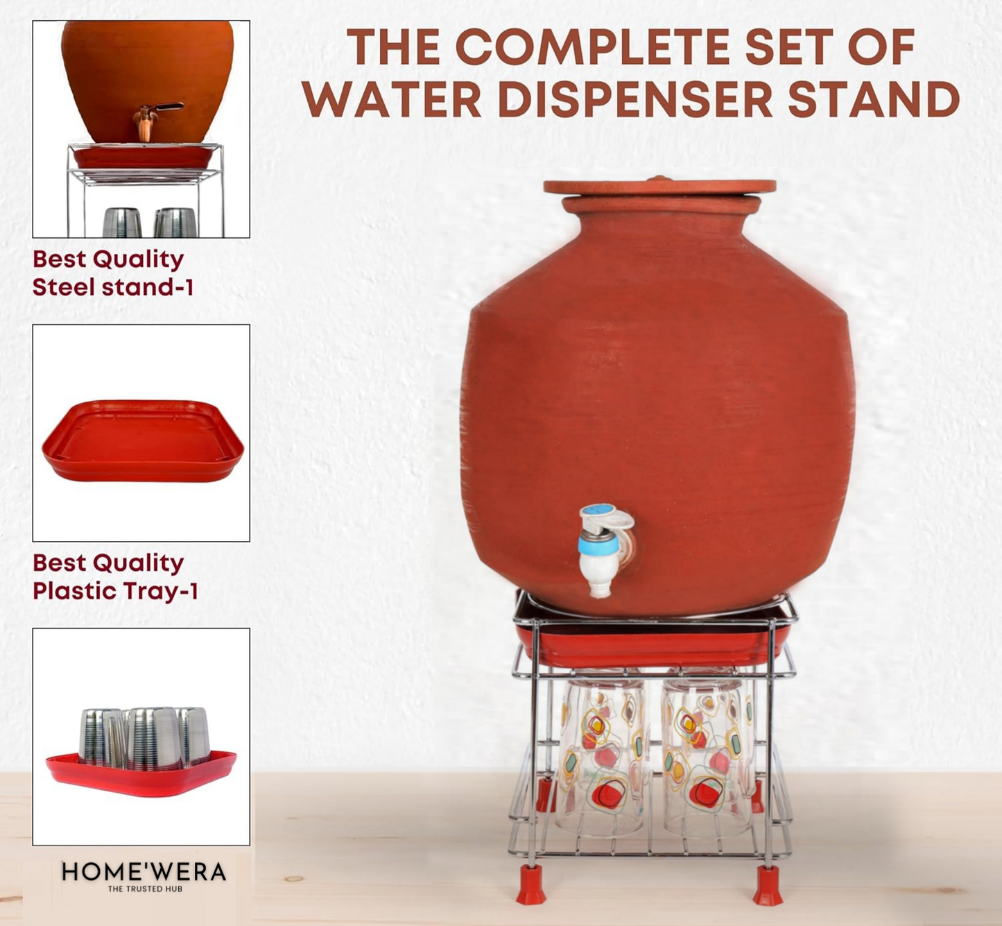 Stainless Steel Matka Stand With Dispenser Tray