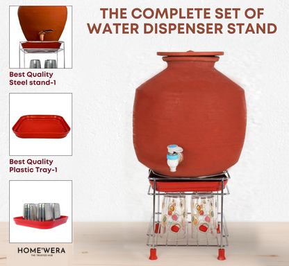 Stainless Steel Matka Stand With Dispenser Tray