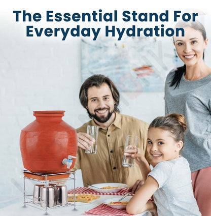 Stainless Steel Matka Stand With Dispenser Tray