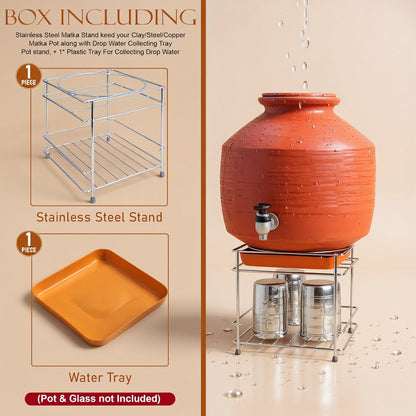 Stainless Steel Matka Stand With Dispenser Tray